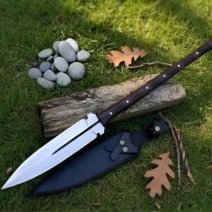Hand Forged Carbon Steel Spear 30" Leather Handle Medieval Display