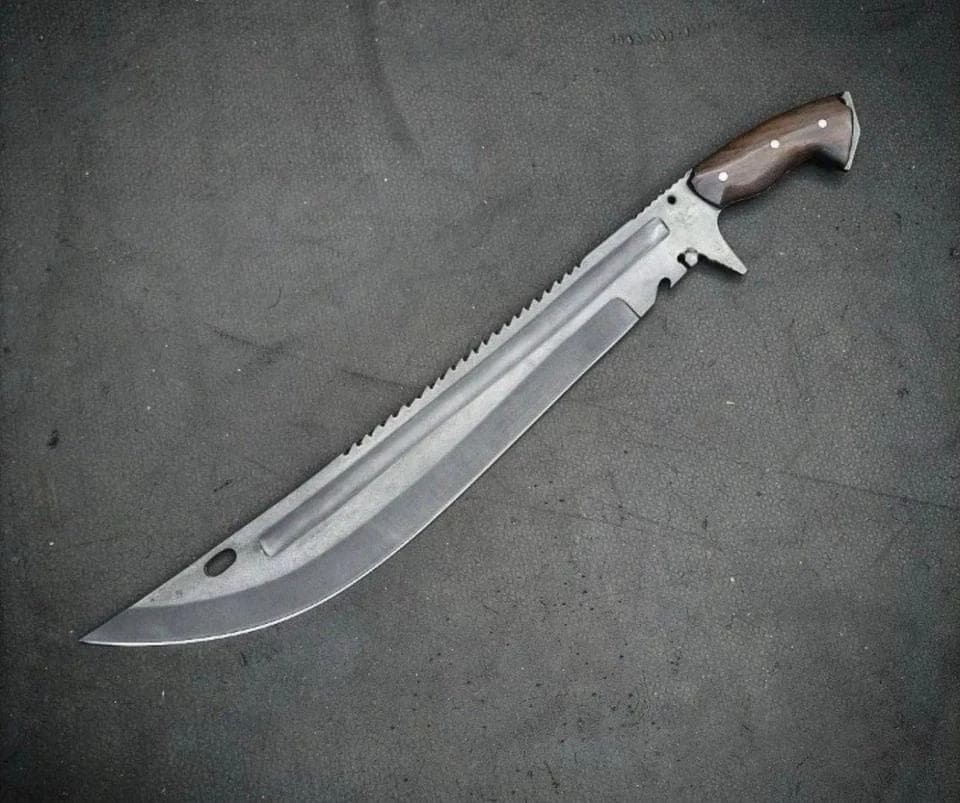 Hand Forged Carbon Steel Knife 22" Rosewood Handle Outdoor Tool - Image 5