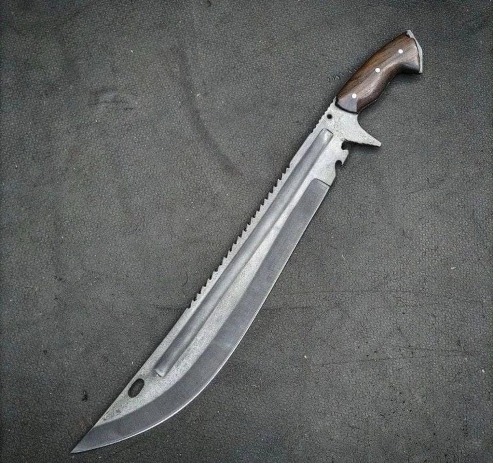 Hand Forged Carbon Steel Knife 22" Rosewood Handle Outdoor Tool - Image 2