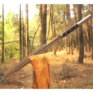 Hand-Forged Viking Spear Sword: 5160 Steel Blade W/Rosewood Handle