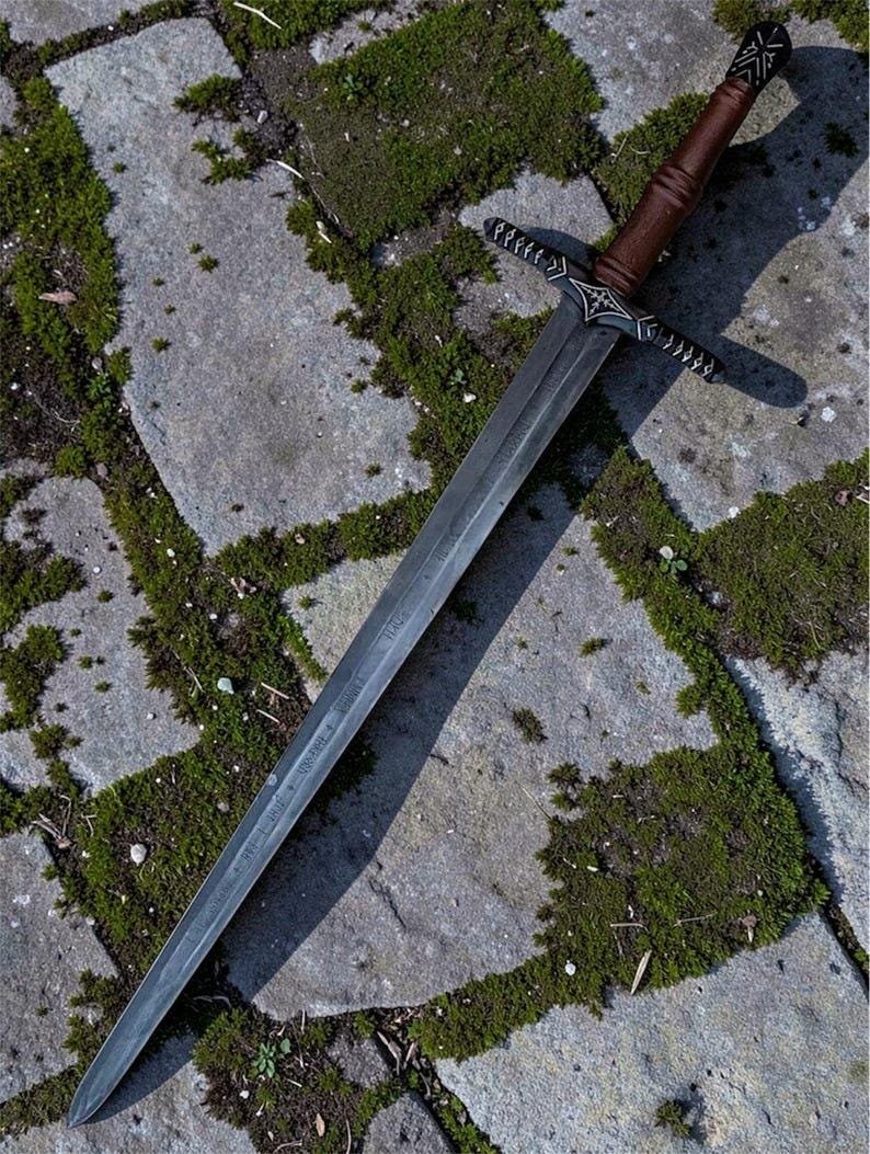 Hand-Forged Norse Longsword, Carbon Steel Medieval Collector Sword, Leather Scabbard, Gift for Him - Image 3
