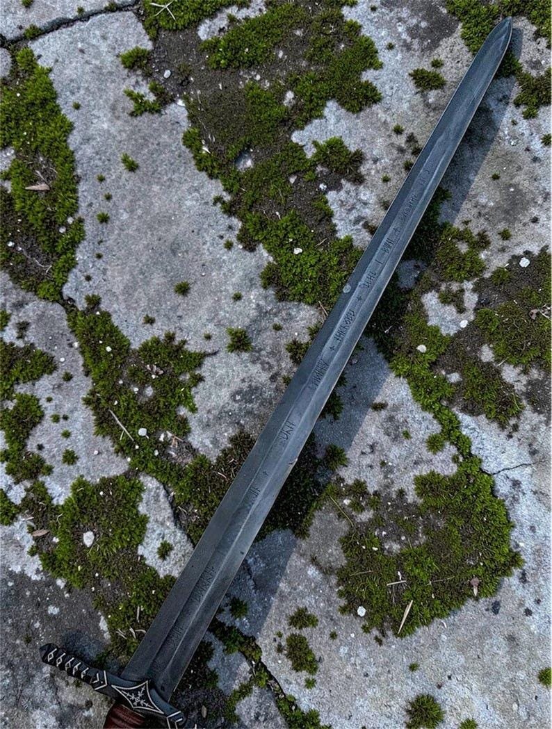 Hand-Forged Norse Longsword, Carbon Steel Medieval Collector Sword, Leather Scabbard, Gift for Him - Image 4