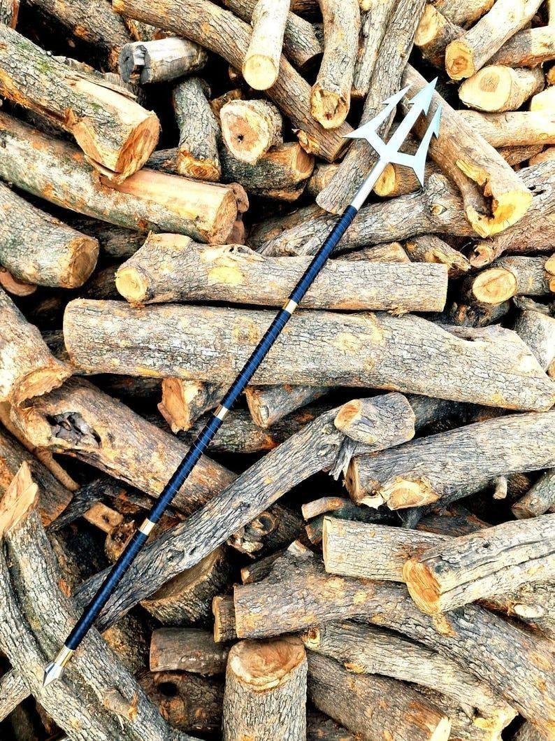Hand Forged Carbon Steel Spear 50" Leather Handle Medieval Display - Image 3