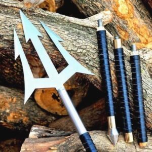 Hand Forged Carbon Steel Spear 50" Leather Handle Medieval Display
