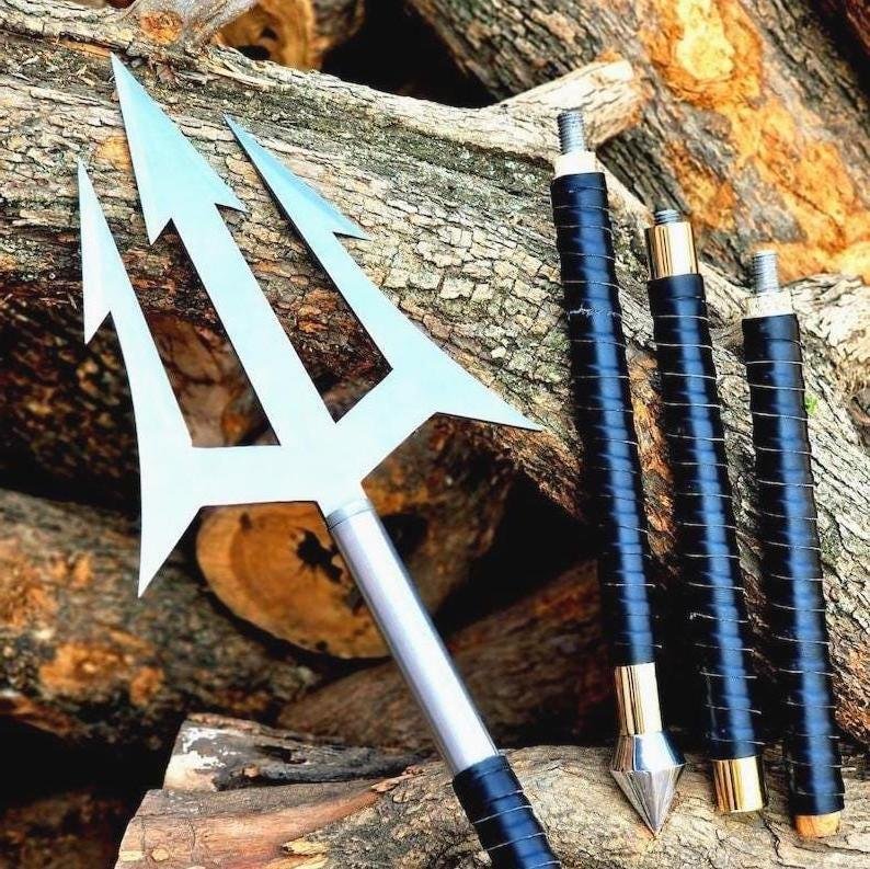 Hand Forged Carbon Steel Spear 50" Leather Handle Medieval Display