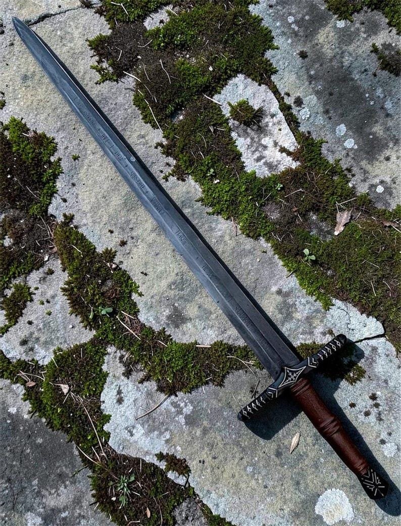 Hand-Forged Norse Longsword, Carbon Steel Medieval Collector Sword, Leather Scabbard, Gift for Him - Image 2