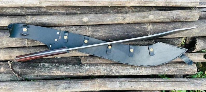 5160 Carbon Steel Machete | 28" Full Tang Blade with Rosewood Handle - Image 4