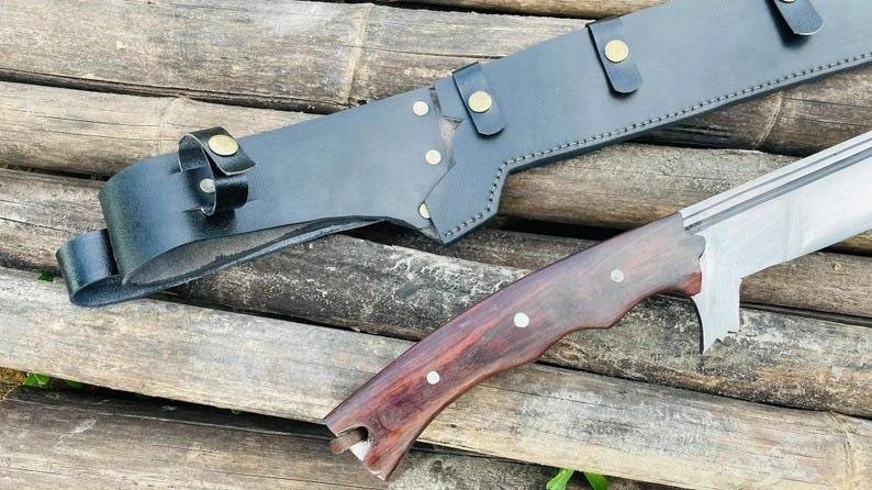 5160 Carbon Steel Machete | 28" Full Tang Blade with Rosewood Handle - Image 5