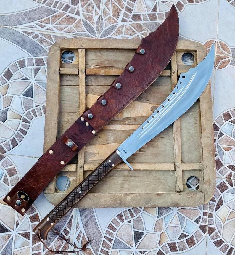 5160 Carbon Steel Machete | 30" Full Tang Blade with Rosewood Handle & Leather Sheath - Image 2