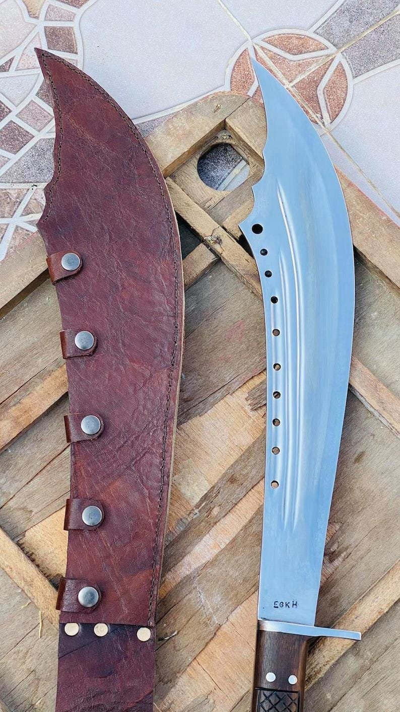 5160 Carbon Steel Machete | 30" Full Tang Blade with Rosewood Handle & Leather Sheath - Image 5