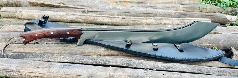 5160 Carbon Steel Machete | 28" Full Tang Blade with Rosewood Handle - Image 3