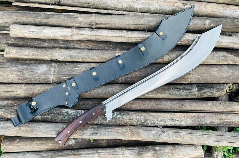 5160 Carbon Steel Machete | 28" Full Tang Blade with Rosewood Handle - Image 8