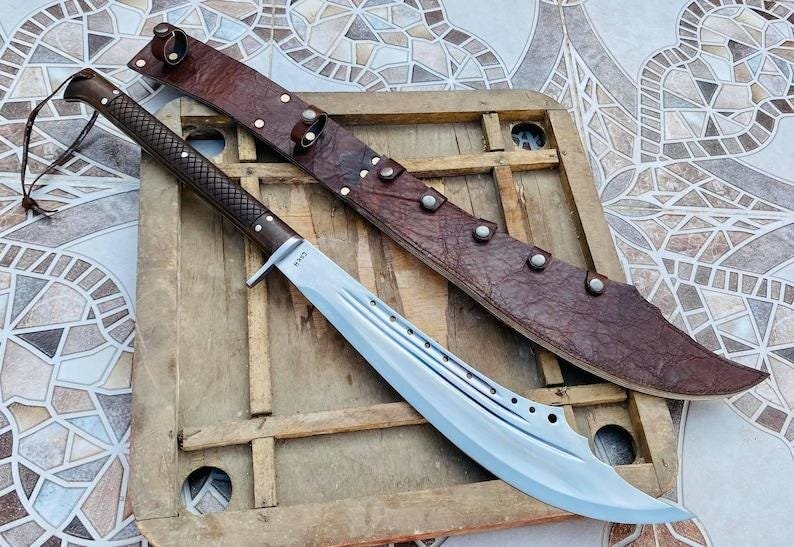 5160 Carbon Steel Machete | 30" Full Tang Blade with Rosewood Handle & Leather Sheath - Image 6