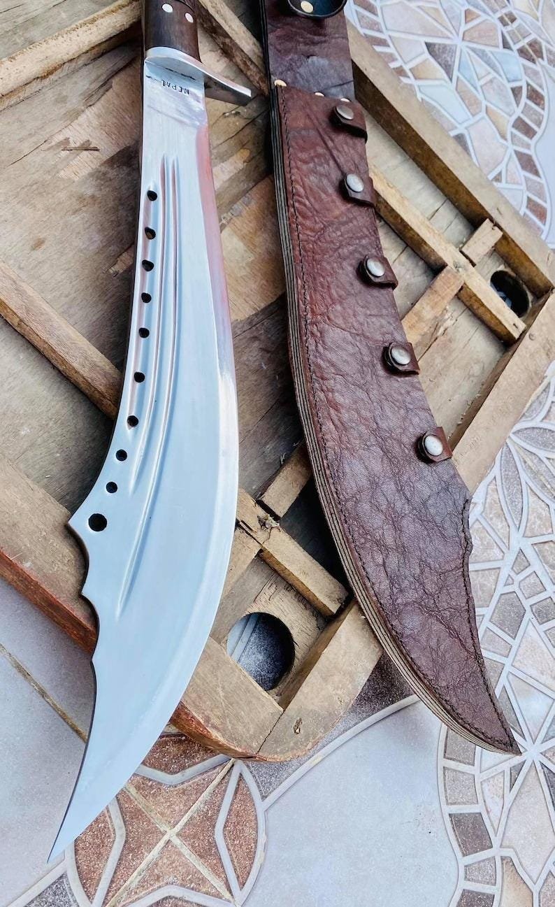 5160 Carbon Steel Machete | 30" Full Tang Blade with Rosewood Handle & Leather Sheath - Image 4