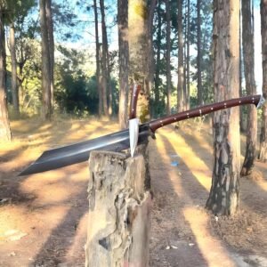 Handmade High Carbon Steel Spear – 35 inches Rosewood Handle, Collector Display, Gift for Him