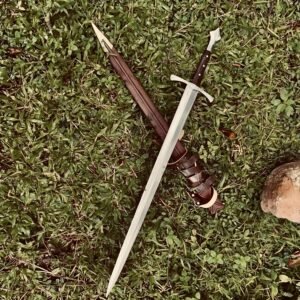 Hand-Forged 5160 Spring Steel Sword, Rosewood Handle, 36" Wood Scabbard – Collectible Display Piece