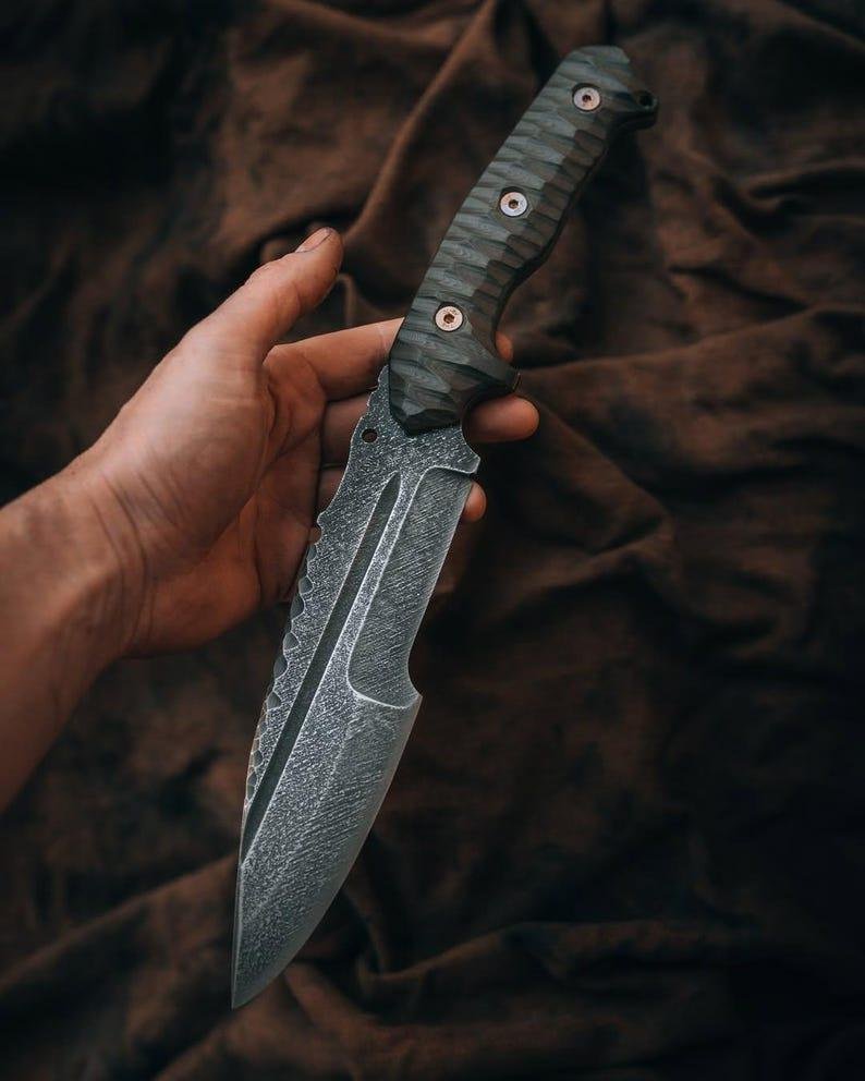 Shadow Fang Tracker Knife | Handmade 5160 Spring Steel Fixed Blade with Micarta Handle | Custom Gift for Him & Collectors - Image 2