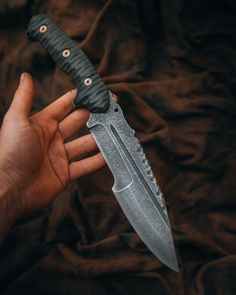 Shadow Fang Tracker Knife | Handmade 5160 Spring Steel Fixed Blade with Micarta Handle | Custom Gift for Him & Collectors - Image 7