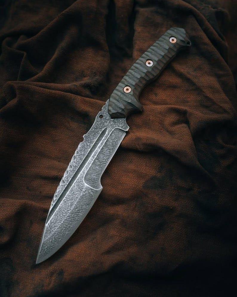 Shadow Fang Tracker Knife | Handmade 5160 Spring Steel Fixed Blade with Micarta Handle | Custom Gift for Him & Collectors - Image 4