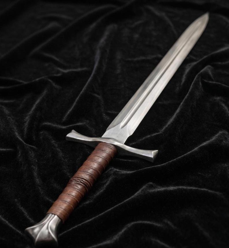 Hand Forged Medieval Arming Sword with 5160 Carbon Steel Blade, Leather Grip & Sheath | Knight Collector Display Sword - Image 3