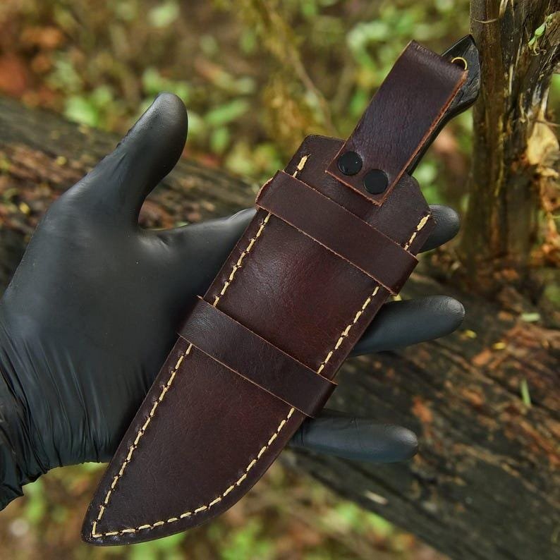 Handmade Skinner Knife | 52100 Steel, Sheep Horn Handle, Leather Sheath - Image 7