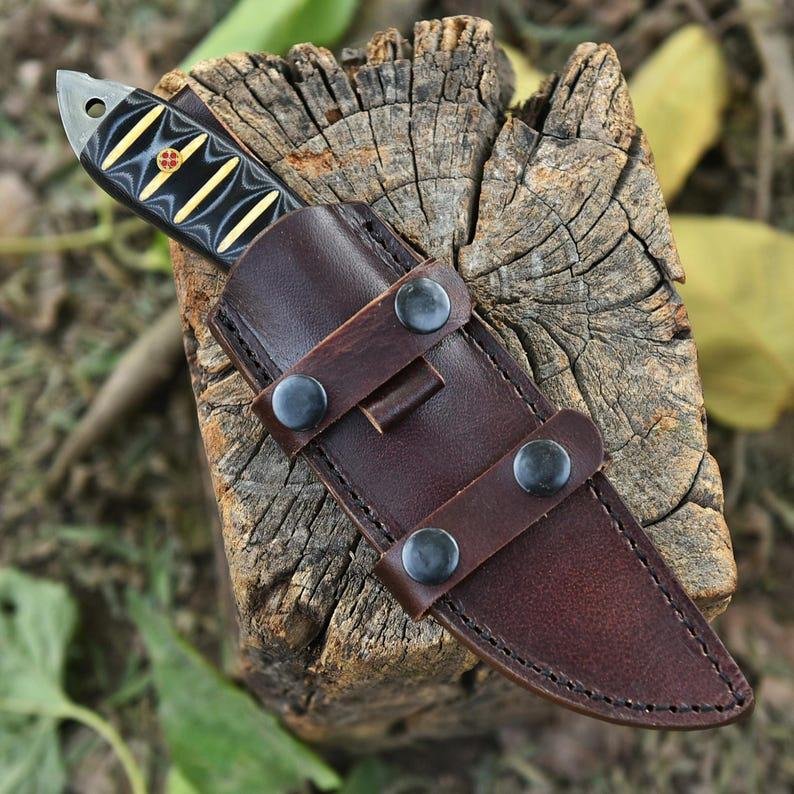 Handmade D2 Steel Hunting Knife | G10 Handle, Leather Sheath, Outdoor Camping Blade - Image 7
