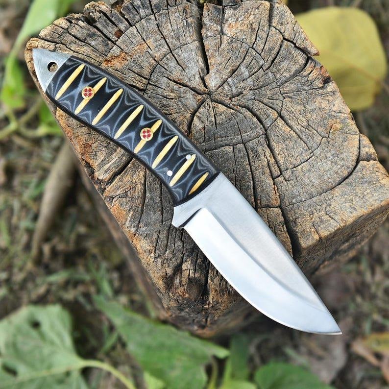 Handmade D2 Steel Hunting Knife | G10 Handle, Leather Sheath, Outdoor Camping Blade - Image 4