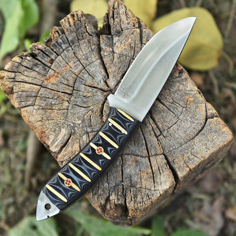 Handmade D2 Steel Hunting Knife | G10 Handle, Leather Sheath, Outdoor Camping Blade - Image 5