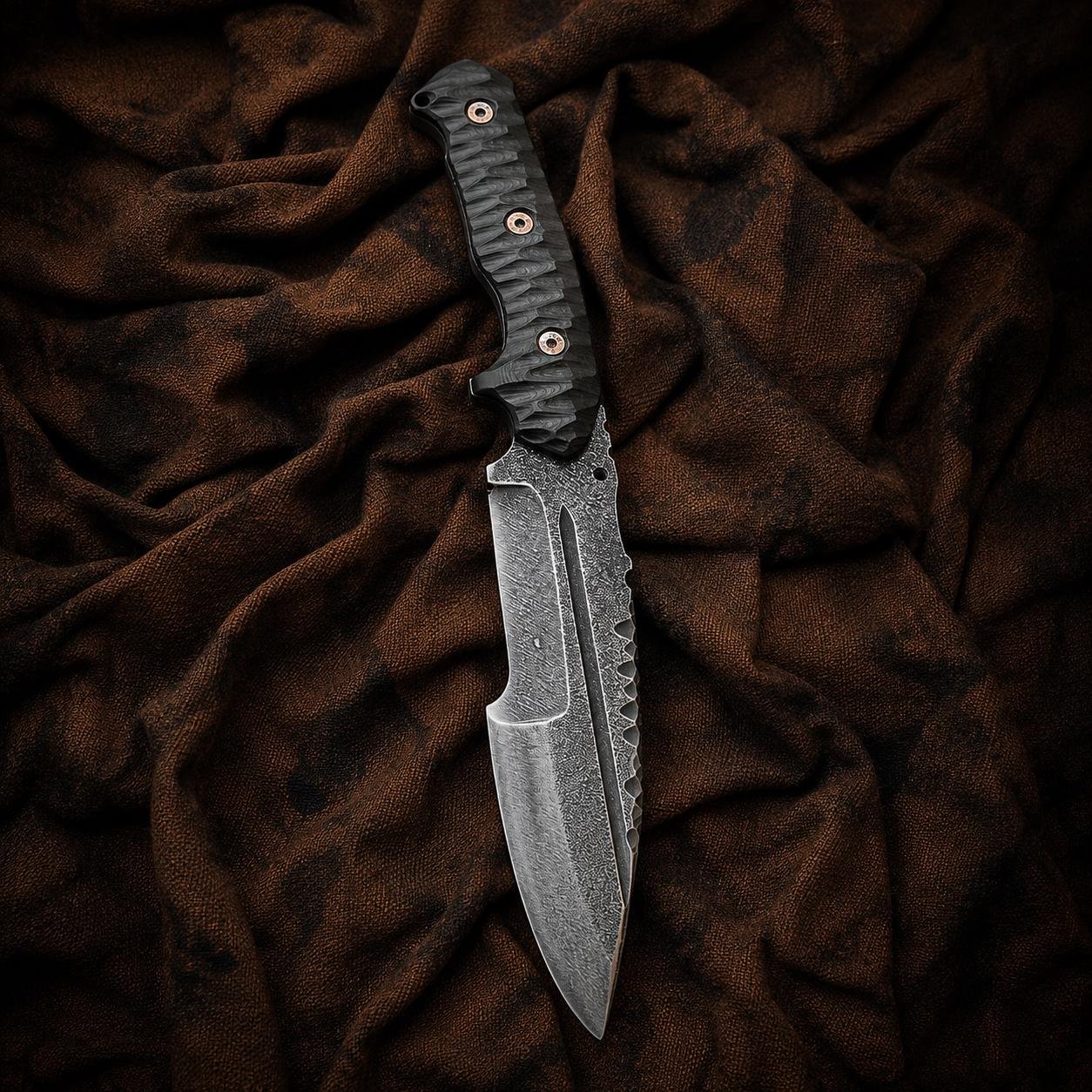 Shadow Fang Tracker Knife | Handmade 5160 Spring Steel Fixed Blade with Micarta Handle | Custom Gift for Him & Collectors