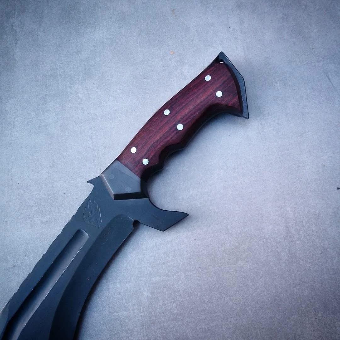 Hand Forged 5160 Spring Steel Knife | 18" Full Tang Fixed Blade with Rosewood Handle & Leather Sheath - Image 3