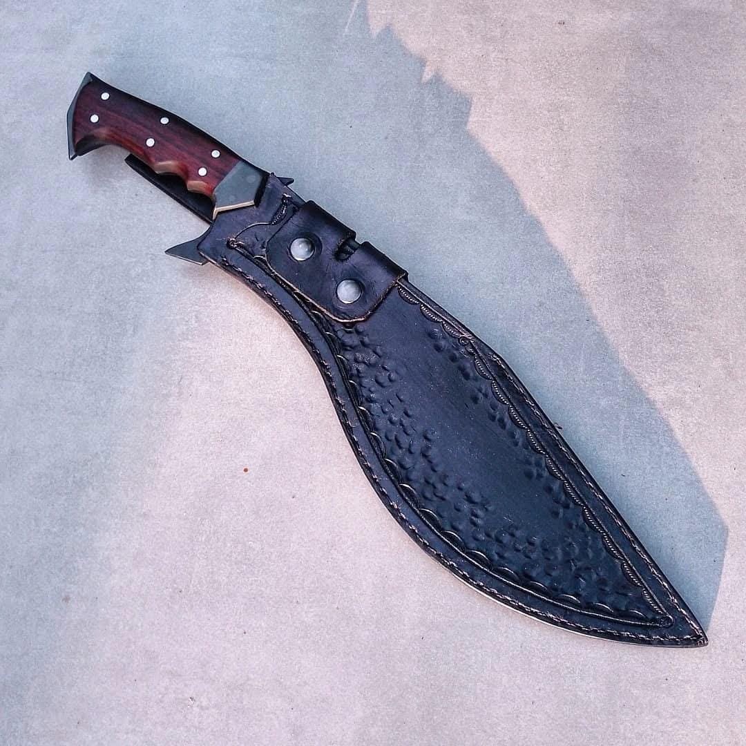 Hand Forged 5160 Spring Steel Knife | 18" Full Tang Fixed Blade with Rosewood Handle & Leather Sheath - Image 2
