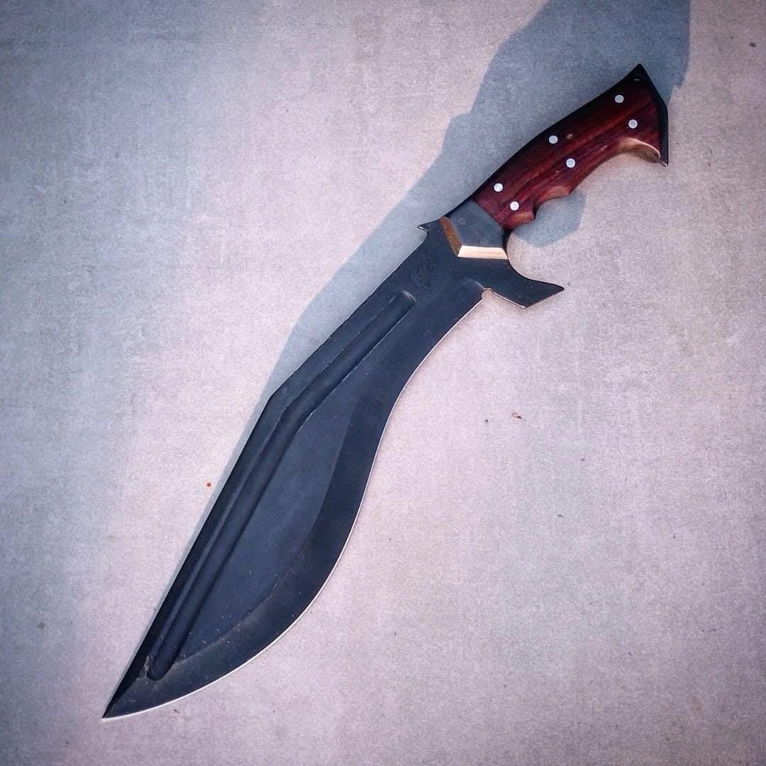Hand Forged 5160 Spring Steel Knife | 18" Full Tang Fixed Blade with Rosewood Handle & Leather Sheath - Image 7
