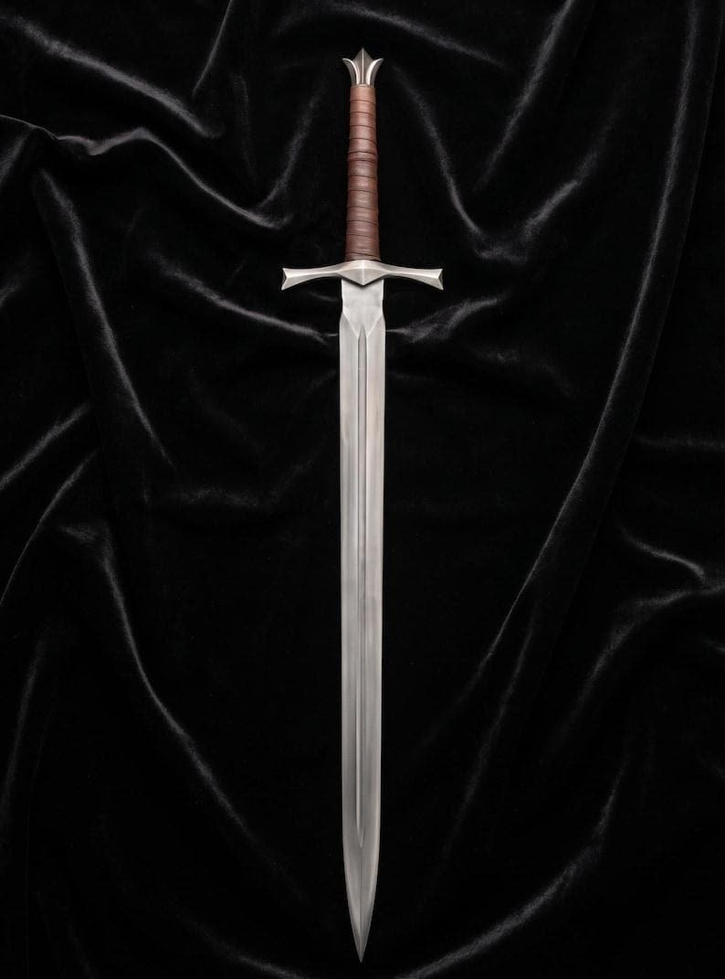 Hand Forged Medieval Arming Sword with 5160 Carbon Steel Blade, Leather Grip & Sheath | Knight Collector Display Sword - Image 2