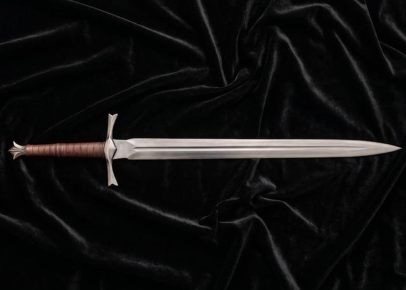 Hand Forged Medieval Arming Sword with 5160 Carbon Steel Blade, Leather Grip & Sheath | Knight Collector Display Sword - Image 5