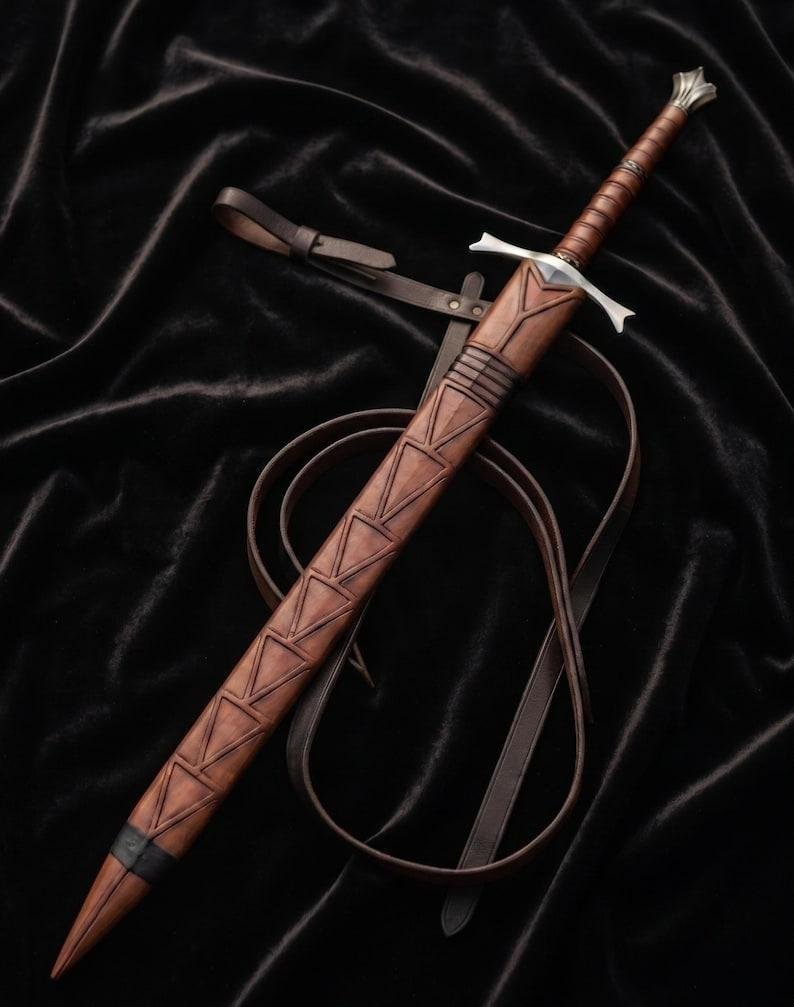 Hand Forged Medieval Arming Sword with 5160 Carbon Steel Blade, Leather Grip & Sheath | Knight Collector Display Sword - Image 8