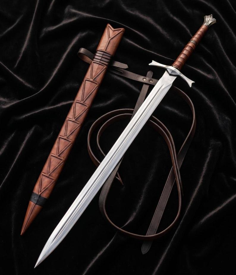 Hand Forged Medieval Arming Sword with 5160 Carbon Steel Blade, Leather Grip & Sheath | Knight Collector Display Sword - Image 7