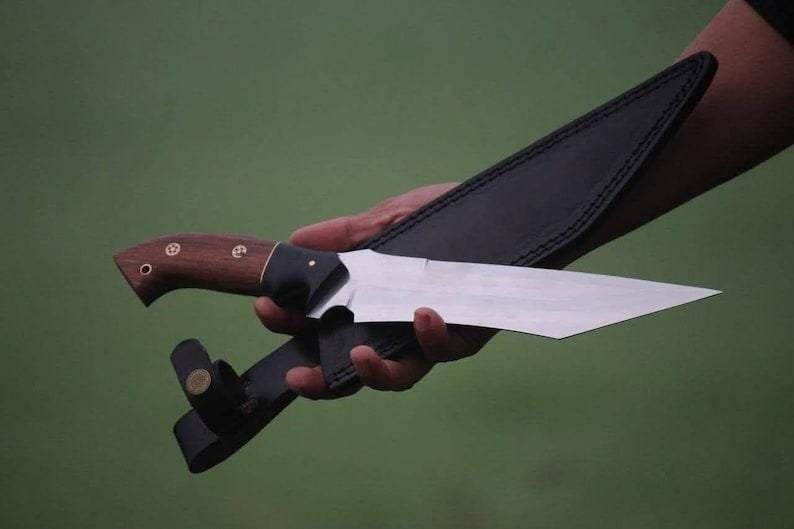 Handmade Full Tang Camping Knife | High Carbon Steel, Rosewood Micarta Handle, Leather Sheath - Image 2