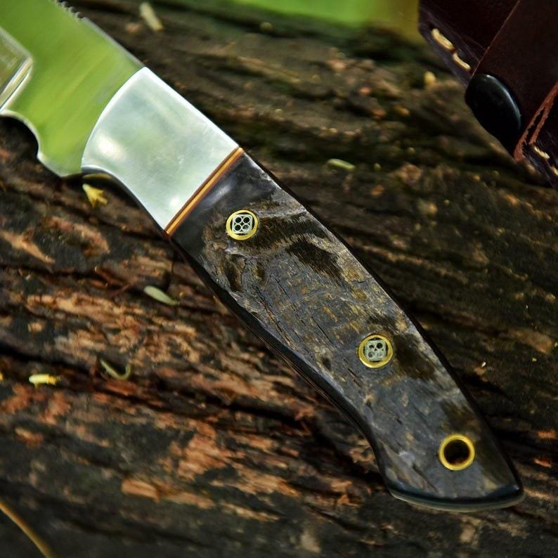 Handmade Skinner Knife | 52100 Steel, Sheep Horn Handle, Leather Sheath - Image 4