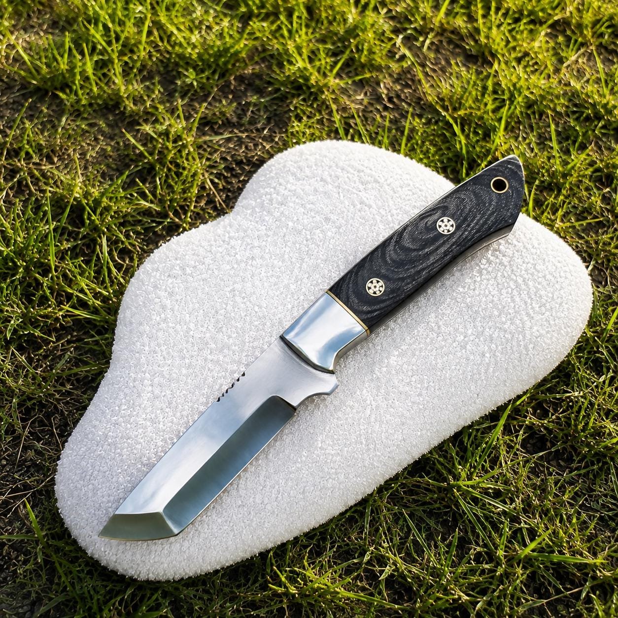 Handmade Skinner Knife | 52100 Steel, Sheep Horn Handle, Leather Sheath
