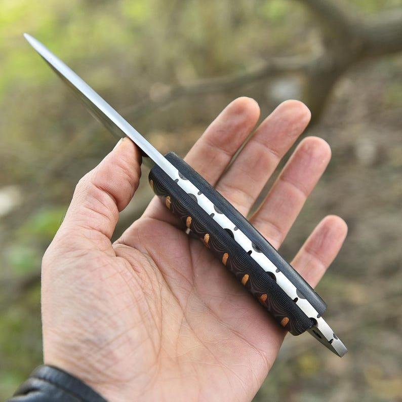 Handmade D2 Steel Hunting Knife | G10 Handle, Leather Sheath, Outdoor Camping Blade - Image 3