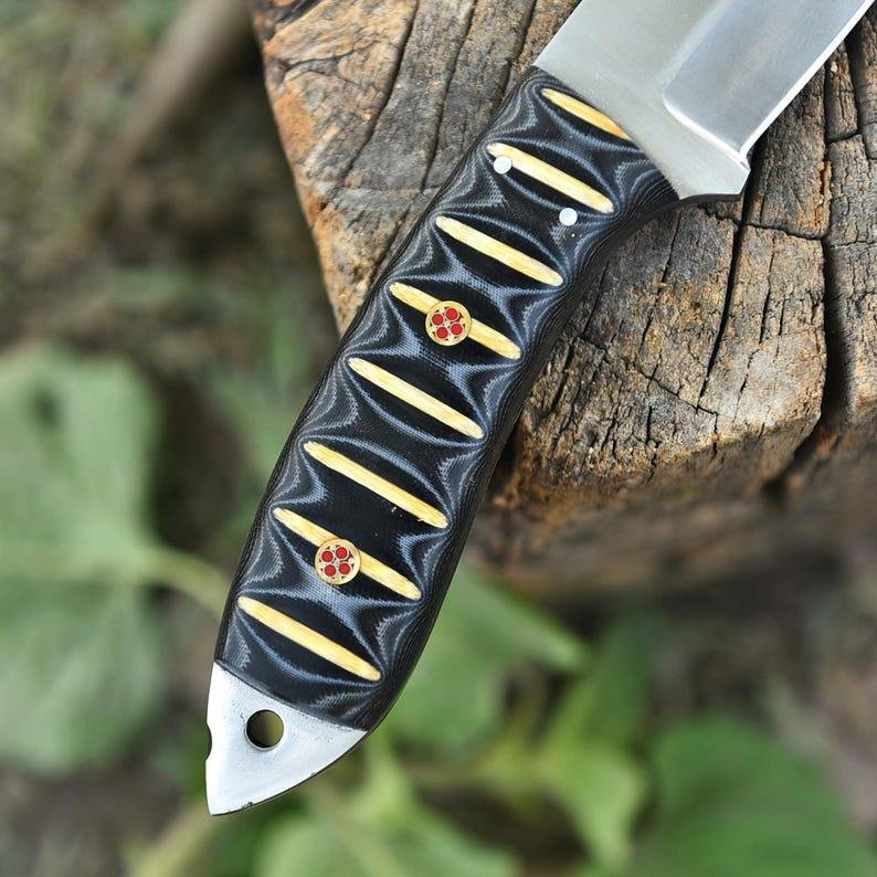 Handmade D2 Steel Hunting Knife | G10 Handle, Leather Sheath, Outdoor Camping Blade - Image 2