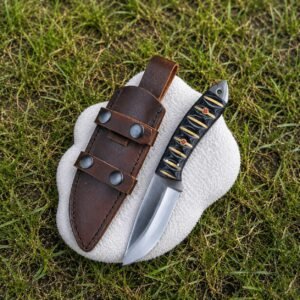 Handmade D2 Steel Hunting Knife | G10 Handle, Leather Sheath, Outdoor Camping Blade