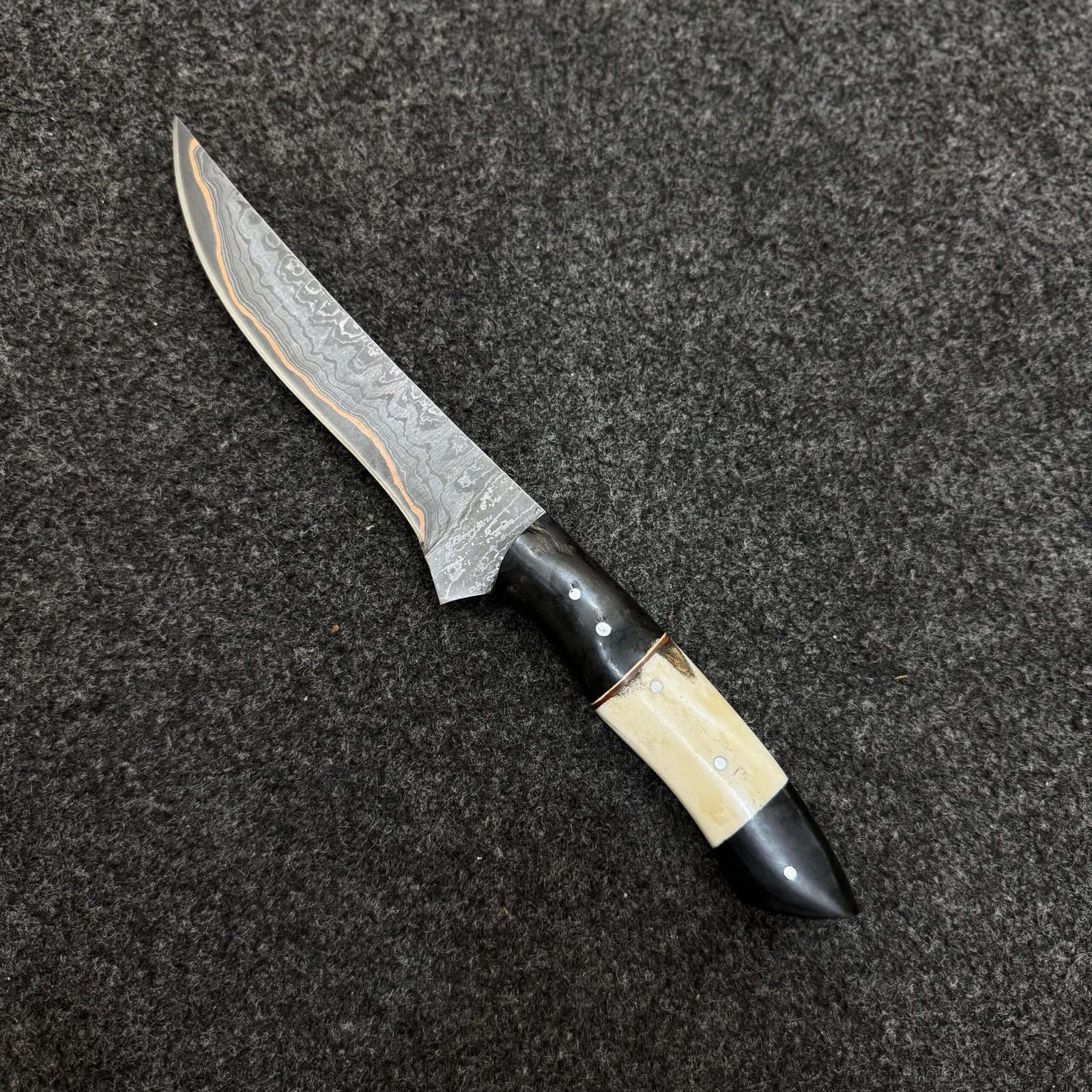 Hand Forged Damascus Chef Knife Set | Copper Damascus Steel, Sheep Horn Handles, Kitchen Knives - Image 6