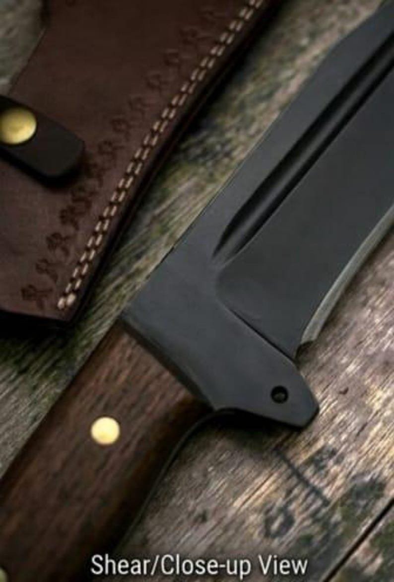 Handmade Hunting Knife | Full Tang Fixed Blade with Wood Handle & Genuine Leather Sheath - Image 4