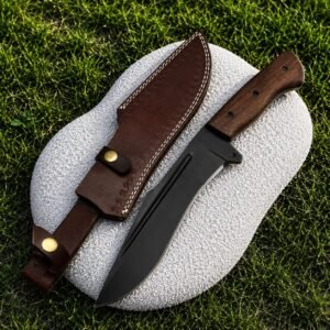 Handmade Hunting Knife | Full Tang Fixed Blade with Wood Handle & Genuine Leather Sheath