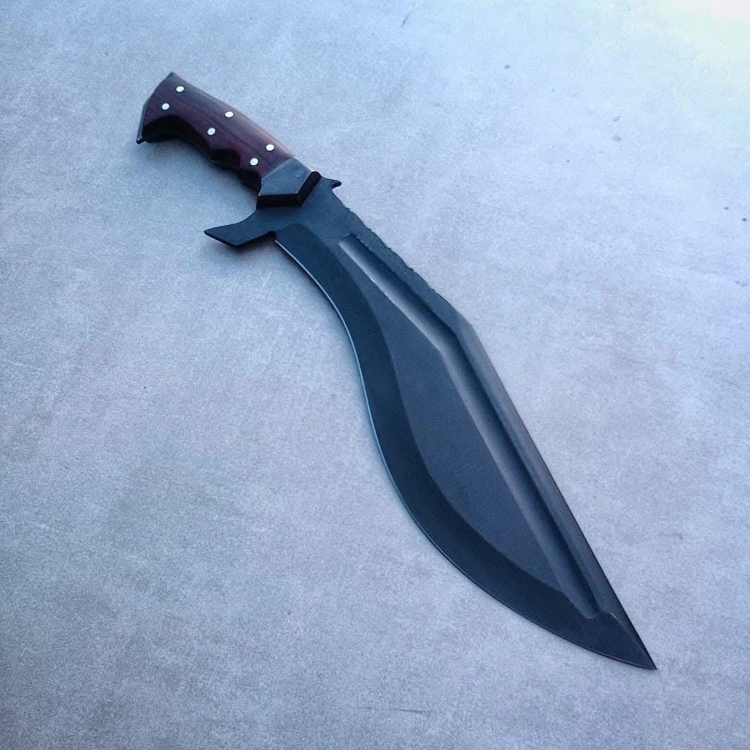 Hand Forged 5160 Spring Steel Knife | 18" Full Tang Fixed Blade with Rosewood Handle & Leather Sheath - Image 6