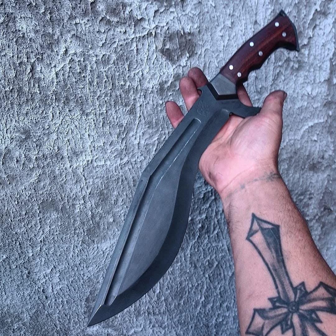 Hand Forged 5160 Spring Steel Knife | 18" Full Tang Fixed Blade with Rosewood Handle & Leather Sheath - Image 5