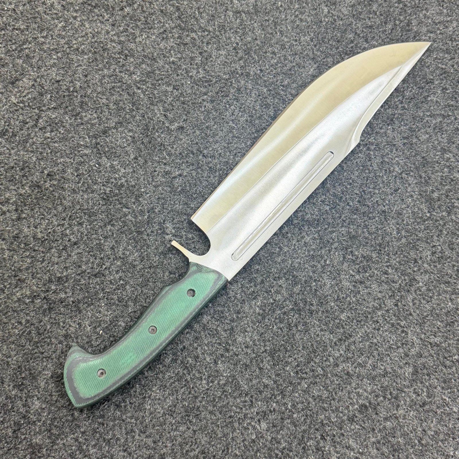 Handmade Full Tang Camping Knife | High Carbon Steel Blade, Green Micarta Handle & Leather Sheath - Image 6