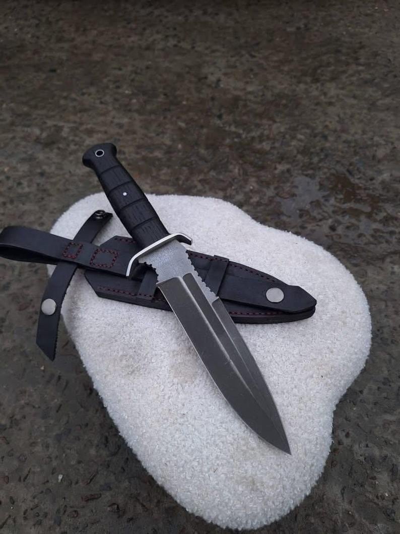 Handmade 440C Bowie Knife | Fixed Blade Bushcraft Knife with Leather Sheath | Outdoor Collector Knife - Image 5