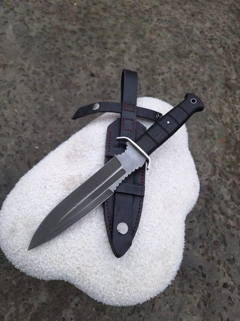 Handmade 440C Bowie Knife | Fixed Blade Bushcraft Knife with Leather Sheath | Outdoor Collector Knife - Image 3